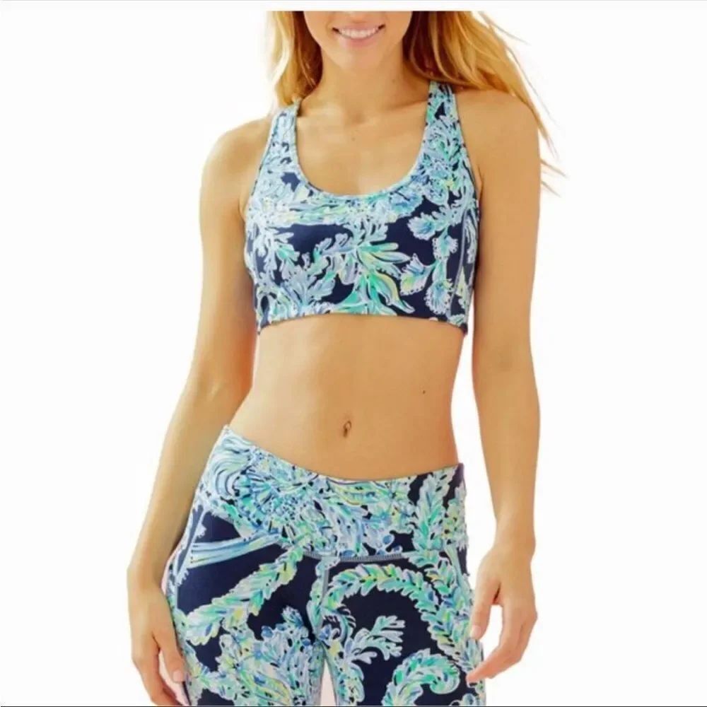 LILLY PULITZER | Luxletic Teegan Racerback Sports Bra Navy Scuba Doo Women’s S